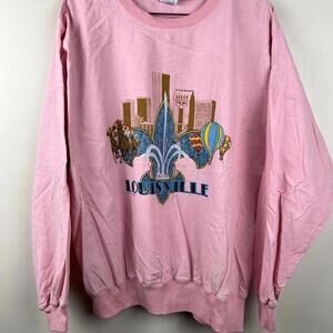 Vintage 1988 Louisville Sweatshirt Pink Jerzees USA Made Horse Racing Size L